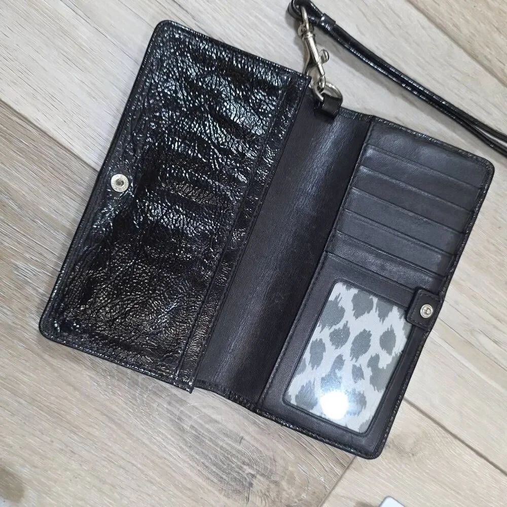 Coach Poppy Black Crinkle Leather Bella Tote & Matching Wristlet Wallet F14565 - Picture 15 of 16